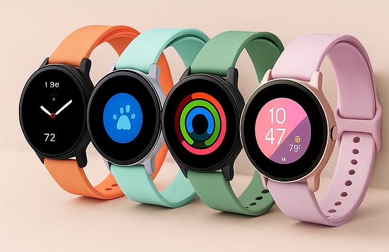 conjunto de relojes modernos con correas de colores