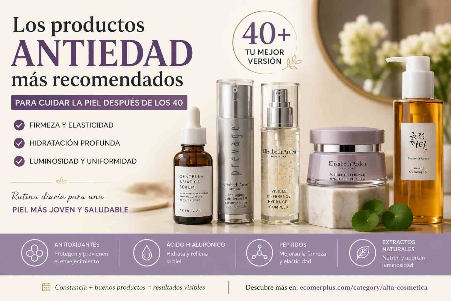 Los productos antiedad más recomendados para cuidar la piel después de los 40