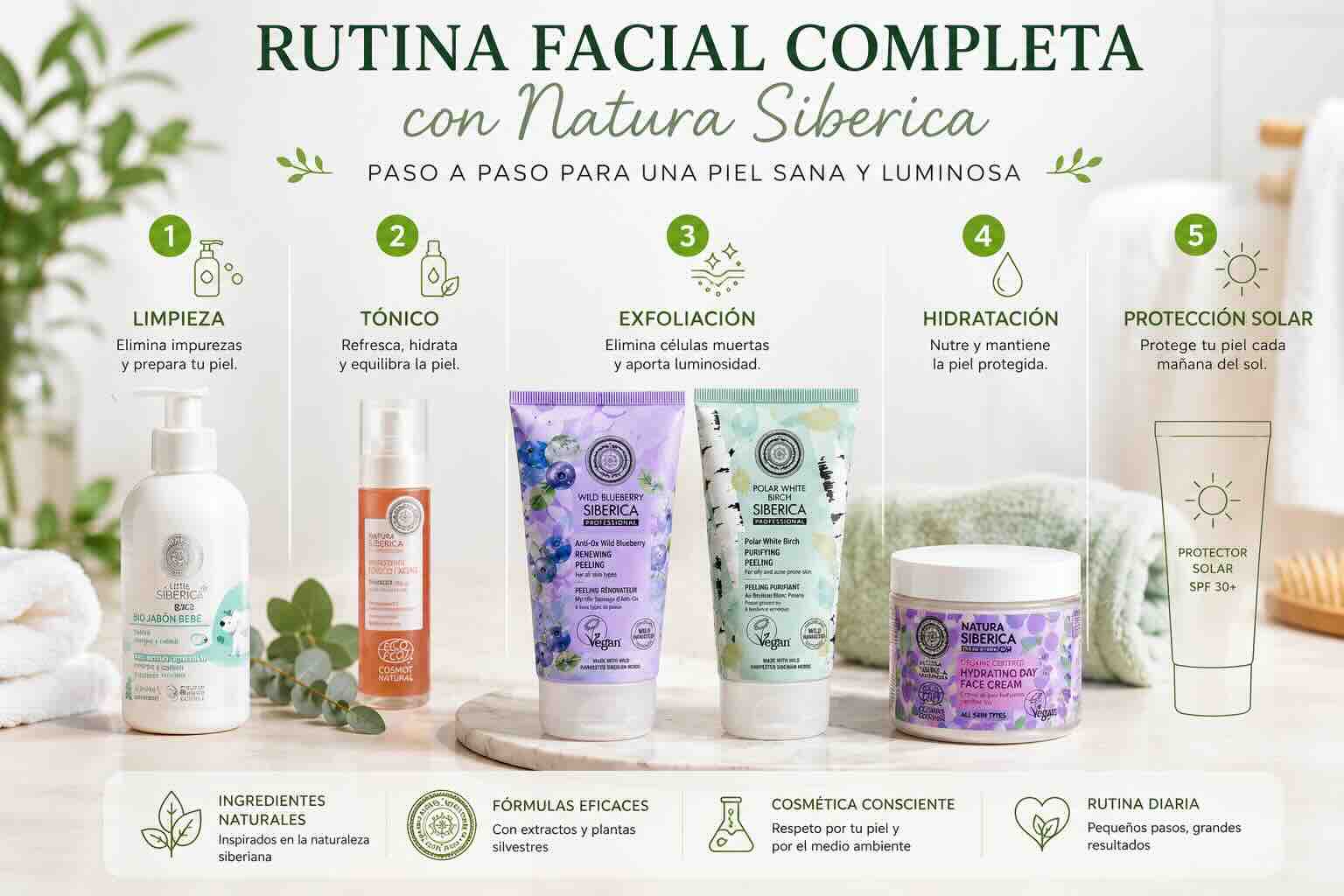 Cómo hacer una rutina facial completa con Natura Siberica