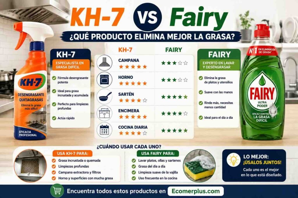 KH-7 vs Fairy: ¿qué producto elimina mejor la grasa?